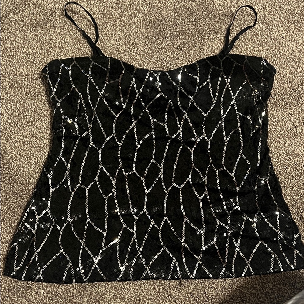 Elegant Black and Silver Sequin Camisole